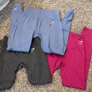 Gymshark Seamless Leggings Trio - Blue, Black & Pink